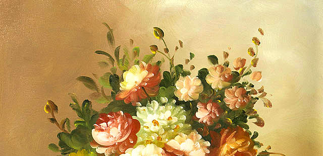 0B 《花卉静物》 当代油画家 文惠 精品油画